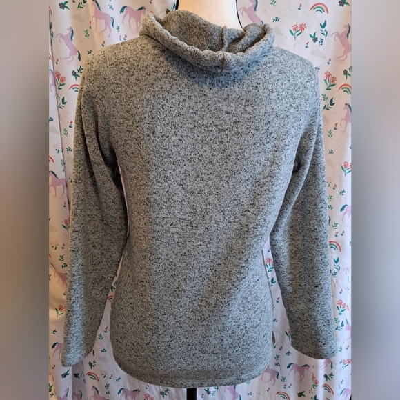 EUC Eddie Bauer Grey Casual Neutral Cowl Neck Winter Hoodie Sweater Top SZ S - Picture 2 of 4